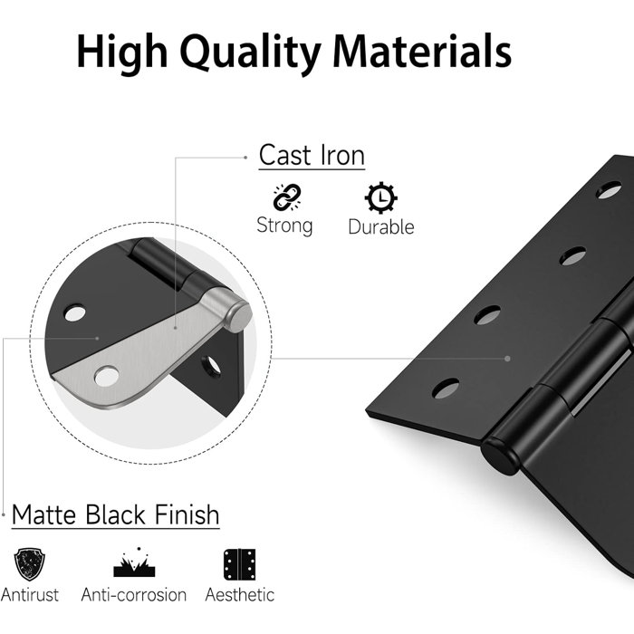 HOSOM Exterior Door Hinges 4 Inch, 5/8" Radius, Removable Pin, Perfect